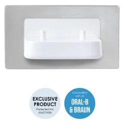 Proofvision Oral-B In Wall Electric Toothbrush Twin Charger - Brushed Steel