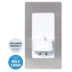 Proofvision Oral-B In Wall Electric Toothbrush Charger With Shaver Socket - Brushed Steel -Victorian Plumbing Shop pv12bs d1