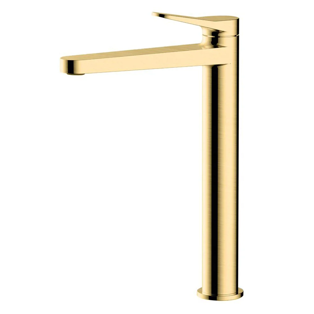 RAK Petit Round Tall Basin Mixer Tap Brushed Gold 3 RAK Petit Round Tall Basin Mixer Tap Brushed Gold