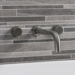 Arezzo Round Gunmetal Grey Wall Mounted (3TH) Bath Filler Tap -Victorian Plumbing Shop rdgm3thf l2