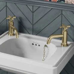 Burlington Riviera Art Deco Gold Basin Pillar Taps