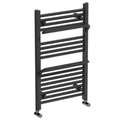 The Heating Co. Rohe 800 X 500mm Anthracite Grey Heated Towel Rail With Hangers -Victorian Plumbing Shop rohhtr01a l4