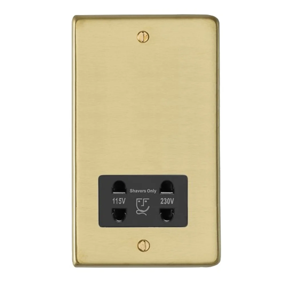 Ellis & Co Shaver Socket Brushed Brass/Black 3 Ellis & Co Shaver Socket Brushed Brass/Black