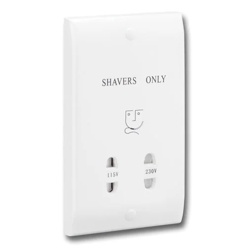 White Dual Voltage Shaver Socket 3 White Dual Voltage Shaver Socket