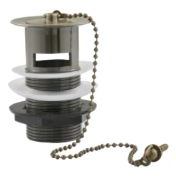 Chatsworth Antique Brass Slotted Basin Waste With Plug & Ball Chain 7 Chatsworth Antique Brass Slotted Basin Waste With Plug & Ball Chain -Victorian Plumbing Shop slplbra d2