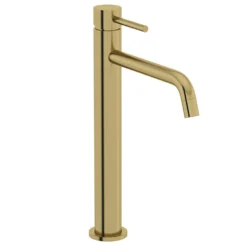 Mode Spencer Round Brushed Brass High Rise Basin Mixer Tap 10 Mode Spencer Round Brushed Brass High Rise Basin Mixer Tap -Victorian Plumbing Shop slrbmbr l4