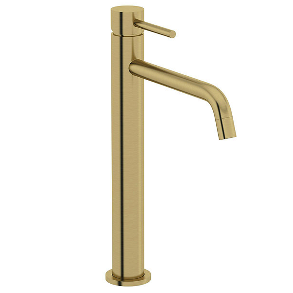 Mode Spencer Round Brushed Brass High Rise Basin Mixer Tap 6 Mode Spencer Round Brushed Brass High Rise Basin Mixer Tap - Image 4