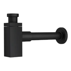 Arezzo Square Matt Black Modern Basin Bottle Trap -Victorian Plumbing Shop sqbotblk l