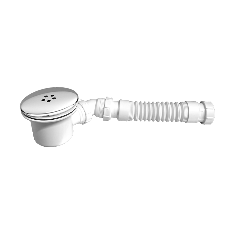 90mm High Flow Chrome Shower Tray Waste + Flexible Shower Outlet Pipe 3 90mm High Flow Chrome Shower Tray Waste + Flexible Shower Outlet Pipe