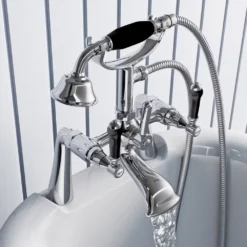 Orchard Winchester Bath Shower Mixer Tap With Black Lever Handles -Victorian Plumbing Shop t8151bh l1