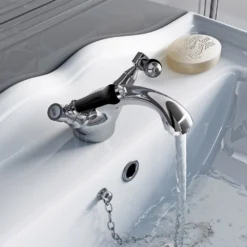Orchard Winchester Basin Mixer Tap With Black Lever Handles - Chrome 11 Orchard Winchester Basin Mixer Tap With Black Lever Handles - Chrome -Victorian Plumbing Shop t8152wbh l1