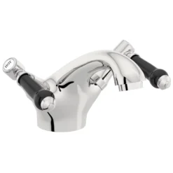Orchard Winchester Basin Mixer Tap With Black Lever Handles - Chrome 12 Orchard Winchester Basin Mixer Tap With Black Lever Handles - Chrome -Victorian Plumbing Shop t8152wbh l2