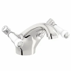 Orchard Winchester Basin Mixer Tap With White Lever Handles - Chrome -Victorian Plumbing Shop tap78a l1
