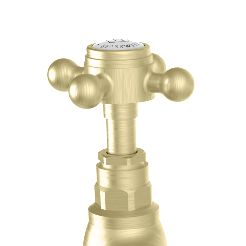 Trafalgar Crosshead Pillar Basin Taps (Pair) Brushed Brass 7 Trafalgar Crosshead Pillar Basin Taps (Pair) Brushed Brass - Image 5