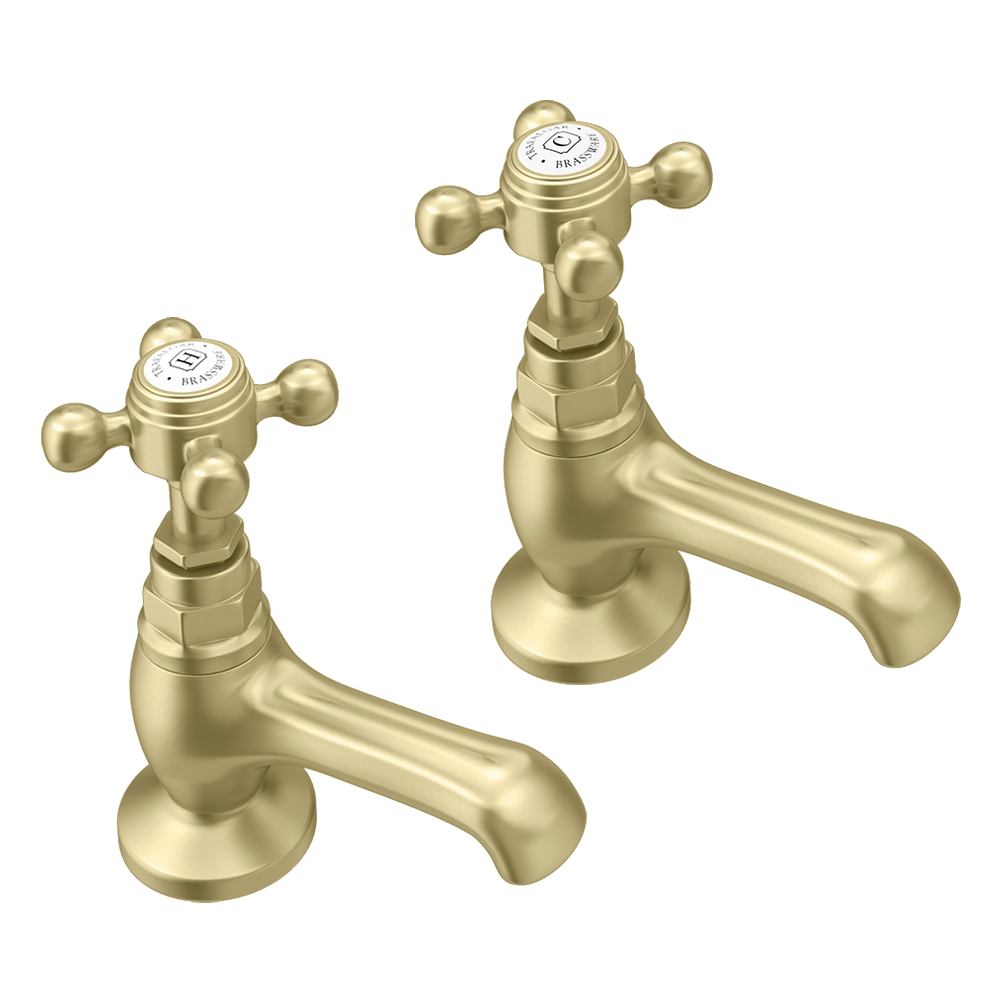 Trafalgar Crosshead Pillar Basin Taps (Pair) Brushed Brass 6 Trafalgar Crosshead Pillar Basin Taps (Pair) Brushed Brass - Image 4