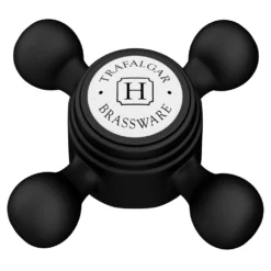 Trafalgar Wall Mounted Basin Spout And Crosshead Stop Taps - Matt Black -Victorian Plumbing Shop tfgbasinmb d3 1