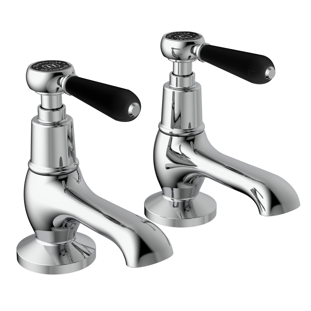 Trafalgar Lever Pillar Basin Taps Chrome & Black (Pair) 3 Trafalgar Lever Pillar Basin Taps Chrome & Black (Pair)