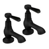 Trafalgar Lever Pillar Basin Taps (Pair) Matt Black With Black Levers -Victorian Plumbing Shop tfglevbasinmbblk