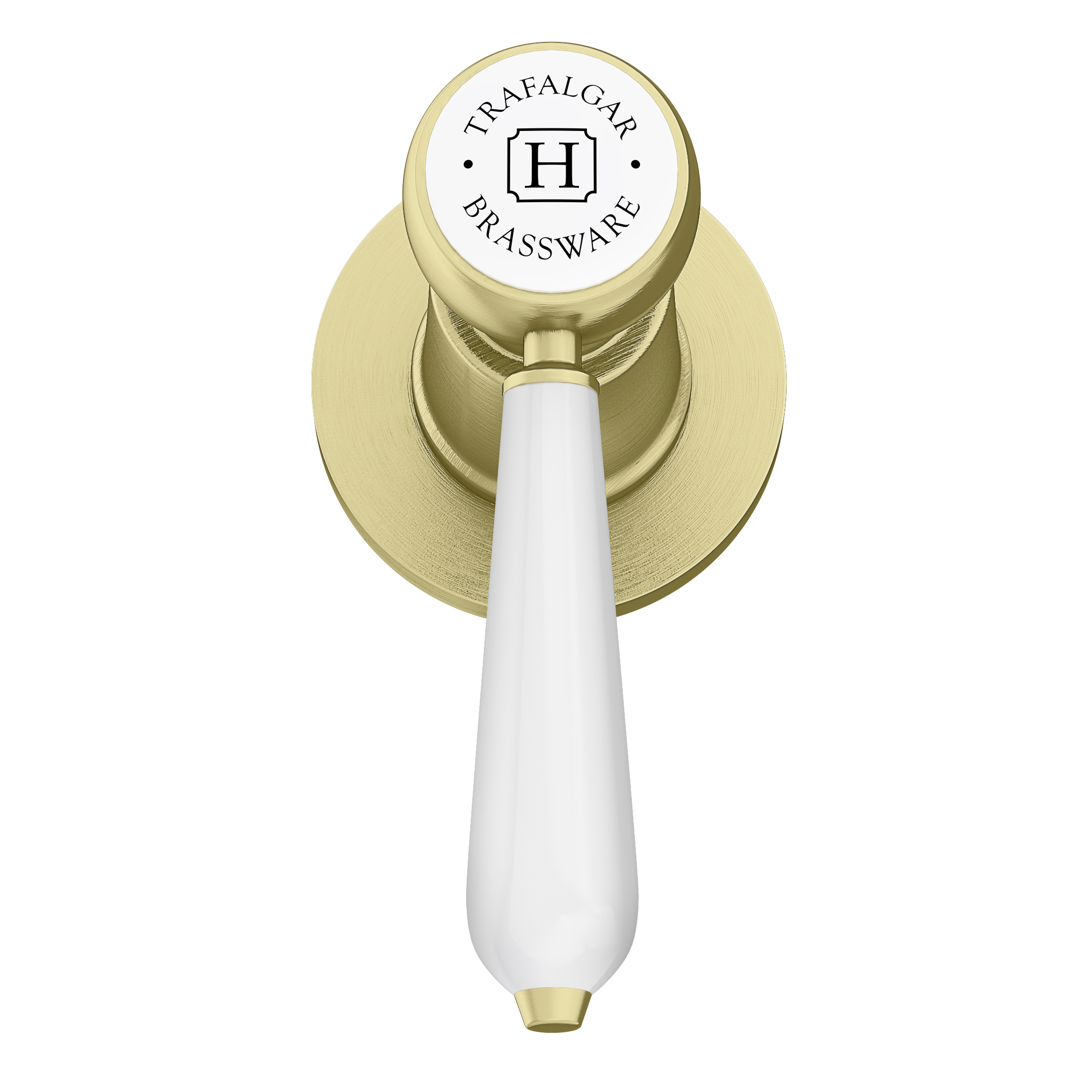 Trafalgar Lever Wall Mounted Bath Spout And Stop Taps - Brushed Brass 4 Trafalgar Lever Wall Mounted Bath Spout And Stop Taps - Brushed Brass - Image 2