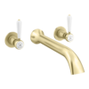 Trafalgar Lever Wall Mounted Bath Spout And Stop Taps - Brushed Brass -Victorian Plumbing Shop tfglevwmbathbb n1
