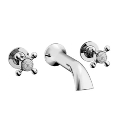 Trafalgar Wall Mounted Basin Spout And Crosshead Stop Taps Chrome 8 Trafalgar Wall Mounted Basin Spout And Crosshead Stop Taps Chrome -Victorian Plumbing Shop tfgwmbascp d4