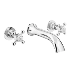 Trafalgar Wall Mounted Basin Spout And Crosshead Stop Taps Chrome 9 Trafalgar Wall Mounted Basin Spout And Crosshead Stop Taps Chrome -Victorian Plumbing Shop tfgwmbascp l2