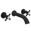 Trafalgar Wall Mounted Basin Spout And Crosshead Stop Taps - Matt Black -Victorian Plumbing Shop tfgwmbasmb l2