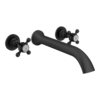 Trafalgar Wall Mounted Bath Spout And Crosshead Stop Taps Matt Black -Victorian Plumbing Shop tfgwmbathmb l