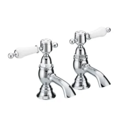 Heritage - Glastonbury Basin Pillar Taps - Chrome