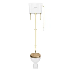 Trafalgar High Level Toilet (Brushed Brass) Excludes Seat 14 Trafalgar High Level Toilet (Brushed Brass) Excludes Seat -Victorian Plumbing Shop thlt1bb d1a