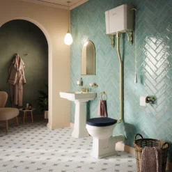 Trafalgar High Level Toilet (Brushed Brass) Excludes Seat 12 Trafalgar High Level Toilet (Brushed Brass) Excludes Seat -Victorian Plumbing Shop thlt1bb l4