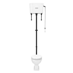 Trafalgar High Level Toilet (Matt Black) Excludes Seat -Victorian Plumbing Shop thlt1mb d1