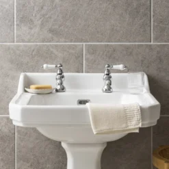 Chatsworth 1928 Traditional White Lever Pillar Basin Taps -Victorian Plumbing Shop trad015d d4