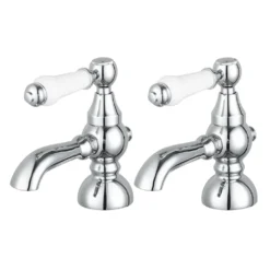 Chatsworth 1928 Traditional White Lever Pillar Basin Taps