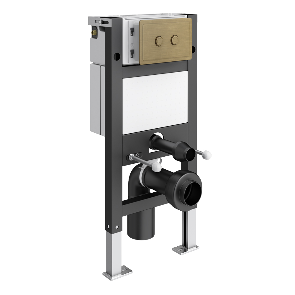 Trafalgar Compact Wall‑Hung Toilet Frame – Top/Front Flush With Dual‑Flush Cistern & Antique Brass 2‑Button Plate 6 Trafalgar Compact Wall‑Hung Toilet Frame – Top/Front Flush With Dual‑Flush Cistern & Antique Brass 2‑Button Plate - Image 4