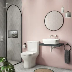 Venice Floating Basin Shelf (Gloss Grey - 600mm Wide)