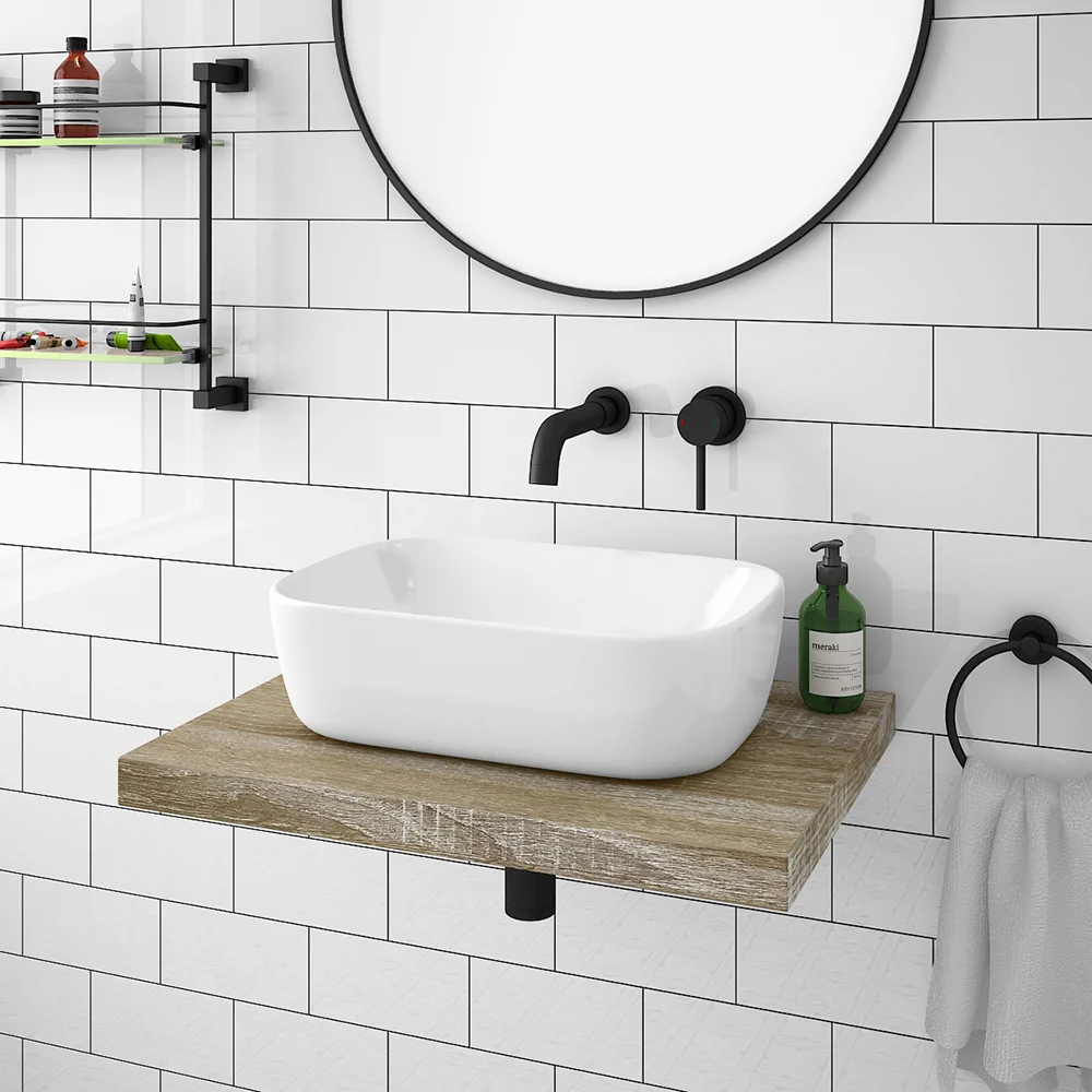 Venice Floating Basin Shelf (Light Oak - 600mm Wide) 5 Venice Floating Basin Shelf (Light Oak - 600mm Wide) - Image 3