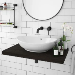 Venice Floating Basin Shelf (Dark Oak - 800mm Wide) -Victorian Plumbing Shop v8dkslf d2