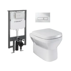 Crosswater MyHome Wall Hung Toilet Set – Chrome Flush Plate -Victorian Plumbing Shop vpwcpackc n
