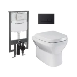 Crosswater MyHome Wall Hung Toilet Set – Matt Black Flush Plate -Victorian Plumbing Shop vpwcpackmb n