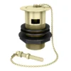 Traditional Brushed Brass Slotted Basin Waste With Plug & Ball Chain -Victorian Plumbing Shop we101bb l2